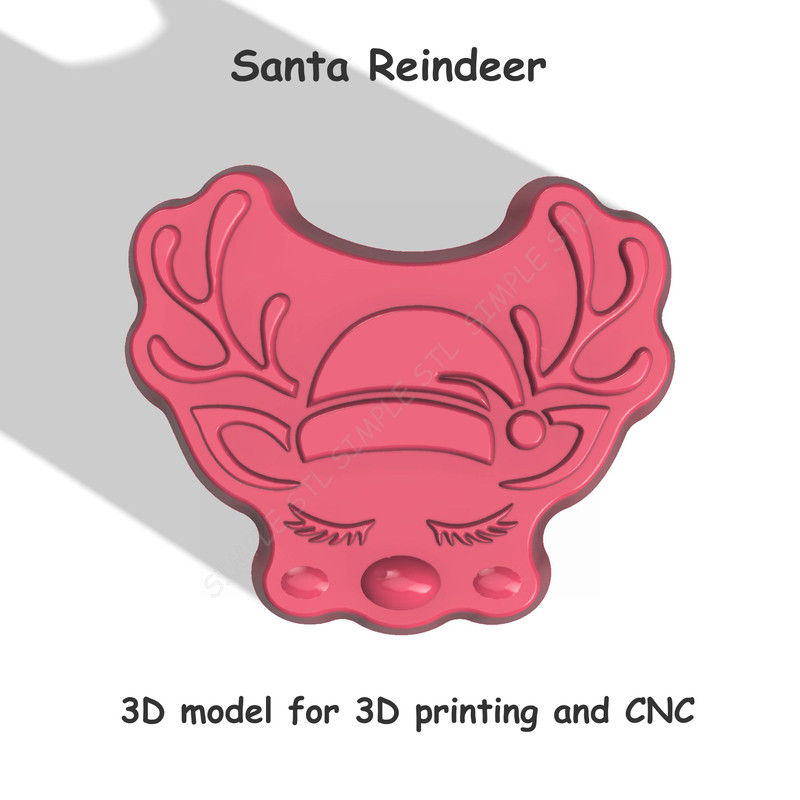Santa Reindeer Stl FILE For Vacuum Forming And 3D Printing 0