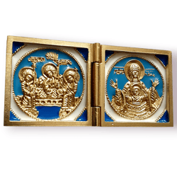Foldable brass icon Saint Trinity Our Lady of the Sign icon religious gift