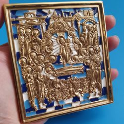 The Dormition of the Theotokos brass icon | Orthodox gift | copy of an ancient icon 19 c.