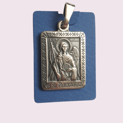 St Michael the Archangel christian medallion plated with silver free shipping