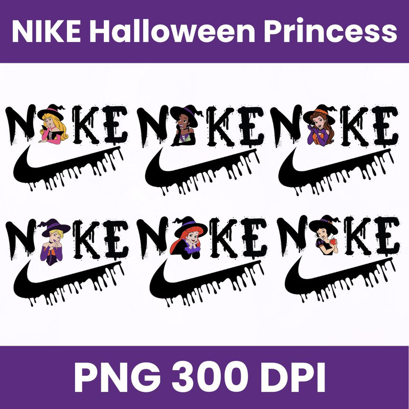 6Nike Disney Halloween Princess PNG Bundle Disney Princess Clipart Halloween Princess Sublimation Nike Princess PNG 0