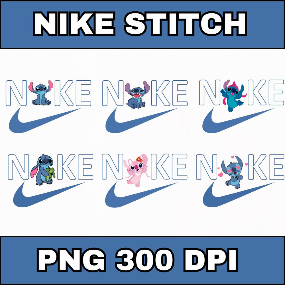6 Nike Stitch PNG Bundle HighQuality Transparent Background Digital Download For TShirts Stickers 0