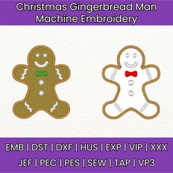 christmas gingerbread man machine embroidery design, holiday gingerbread embroidery files, festive gingerbread man emb