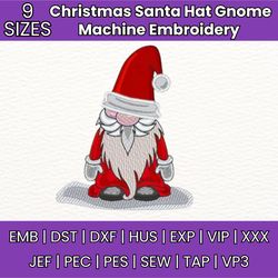 christmas santa hat gnome machine embroidery design