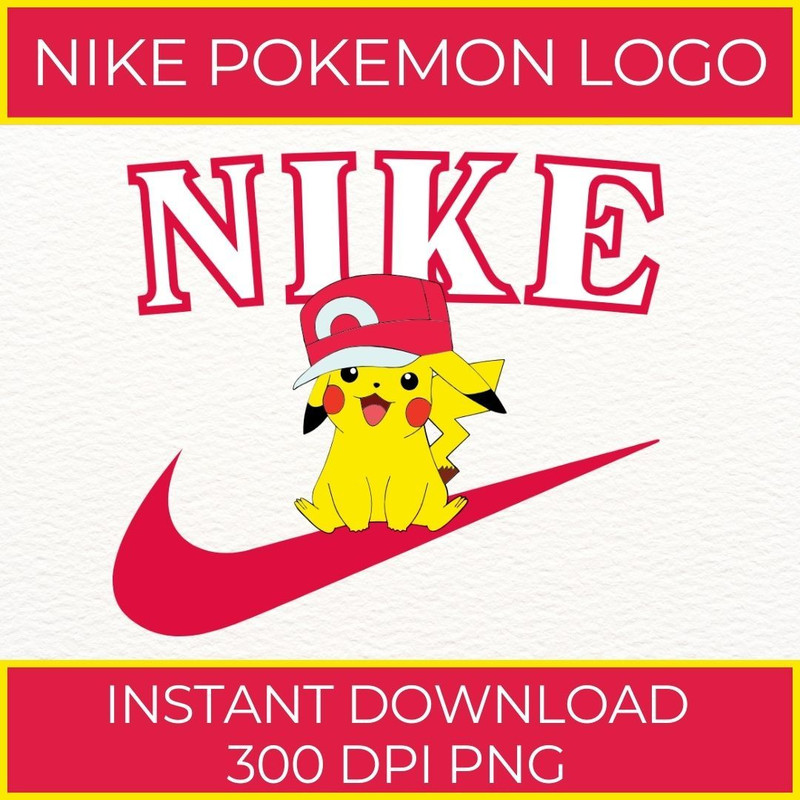 Nike Pikachu PNG Sports Themed Cut Files Pokemon Fan Art Cricut And Silhouette Designs 300 DPI PNG 0