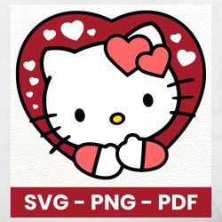 valentine kitty svg, cute cat svg, valentine's day svg, love kitty clipart, digital download, cat lovers svg, love kitty