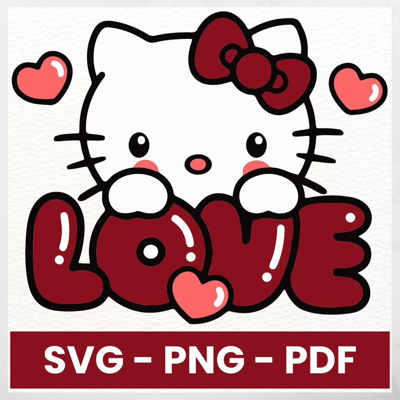 Valentines Day SVG Cute Cat SVG Love Kitty Clipart Digital Download Valentine SVG Files Cricut Cut 0