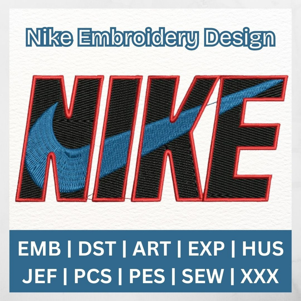 Blue Red Black Nike Logo 3Color Embroidery Design Digital File For Apparel Accessories Nike Embro 0