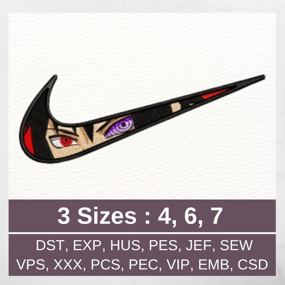 Nike X Sasuke Embroidery Design Anime Logo Stitch File Instant Download 0