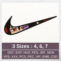 nike x sasuke embroidery design, anime logo stitch file, instant download