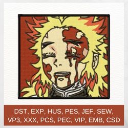 kyojuro rengoku embroidery design, demon slayer stitch file, anime flame hashira, instant download