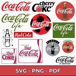 coca cola svg bundle, retro coca cola png, vintage soda logo svg, coca cola cut files, soft drink svg, coke bottle.