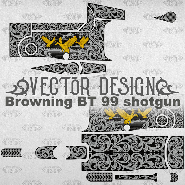 VECTOR DESIGN Browning BT 99 shotgun Ducks and scrolls 1.jpg