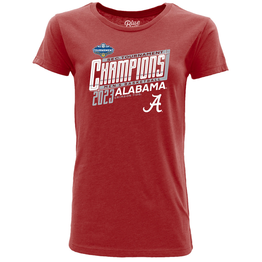 Alabama Crimson Tide Blue 84 Women's 2023 SEC Men's Basketball Conference Tournament Champions Locker Room T-Shirt - Crimson.jpg