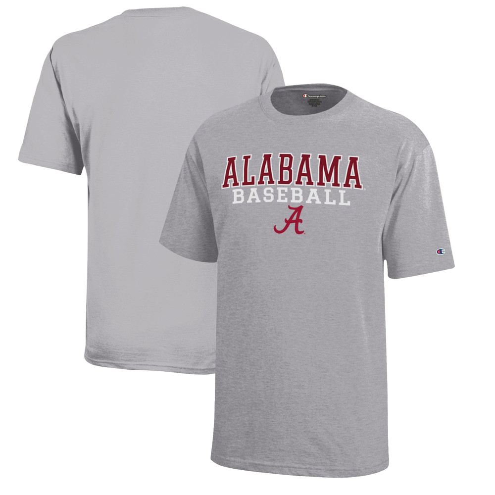 Alabama Crimson Tide Champion Youth Stacked Logo Baseball T-Shirt - Gray.jpg