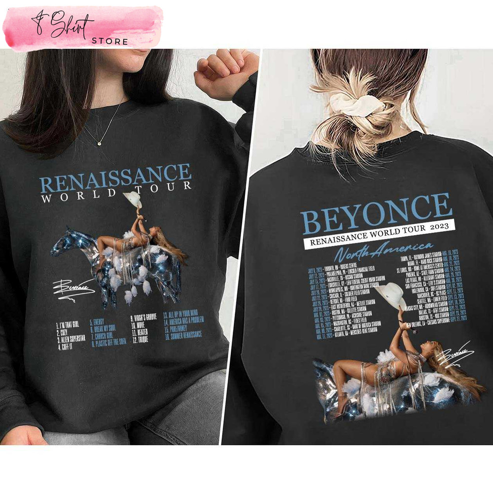 Renaissance World Tour Beyonce Tshirt Printed 2 Sides - Happy Place for Music Lovers.jpg