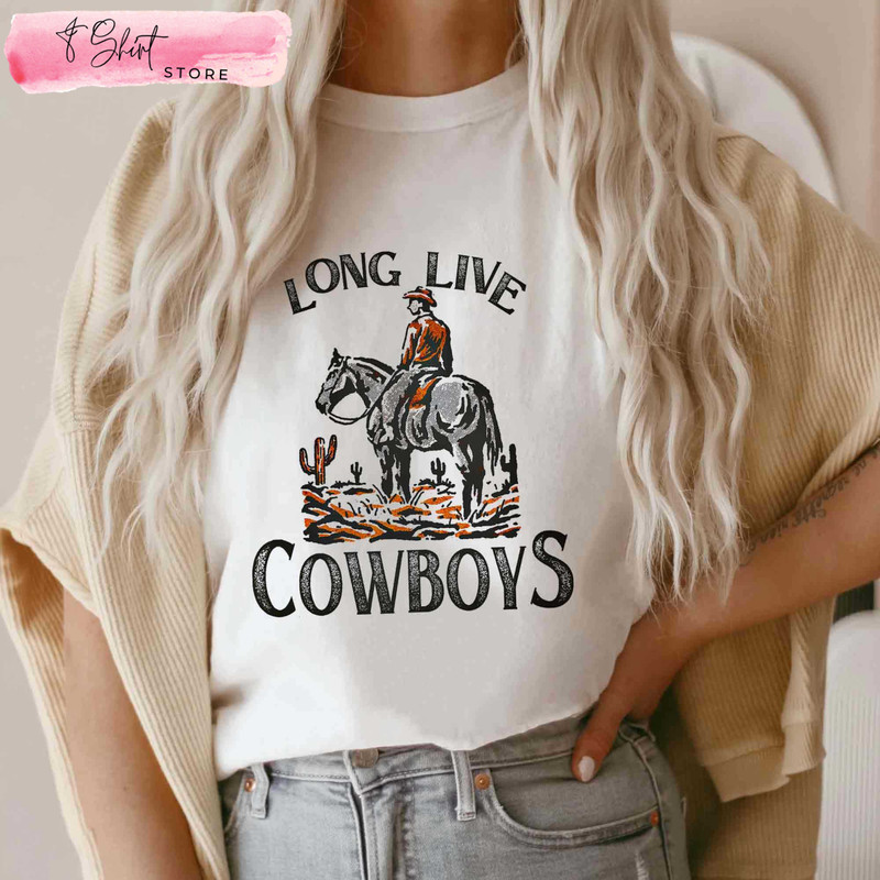 Retro Long Live Cowboys Womens Short Sleeve Western Shirts - Happy Place for Music Lovers.jpg