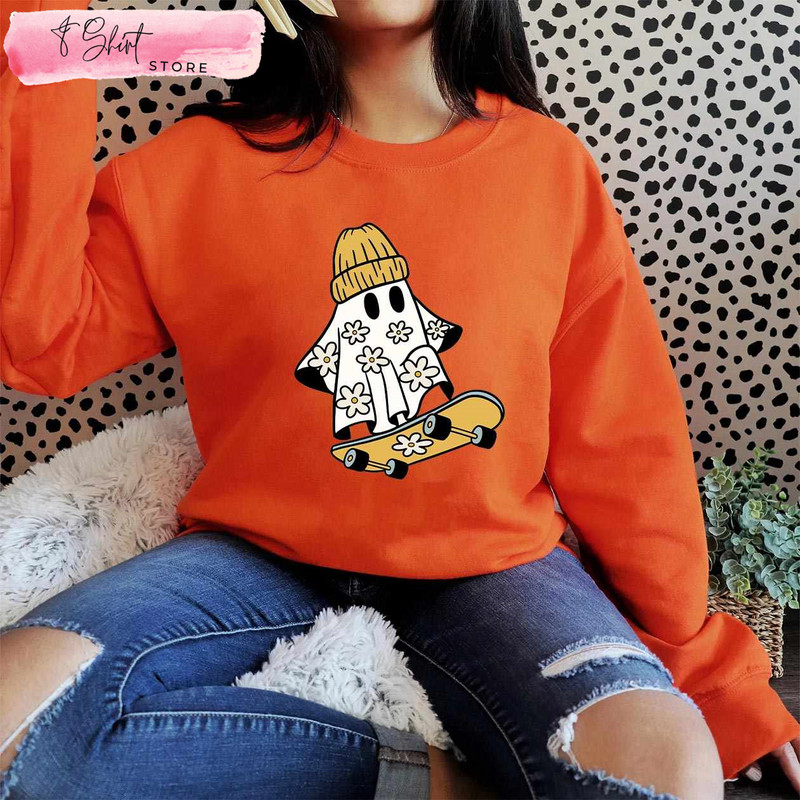 Spooky Daisy Ghost Funny Halloween Shirt - Happy Place for Music Lovers.jpg