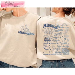 taylor swift midnight album songs sweatshirt 2 sides swiftie shirt, custom shirt