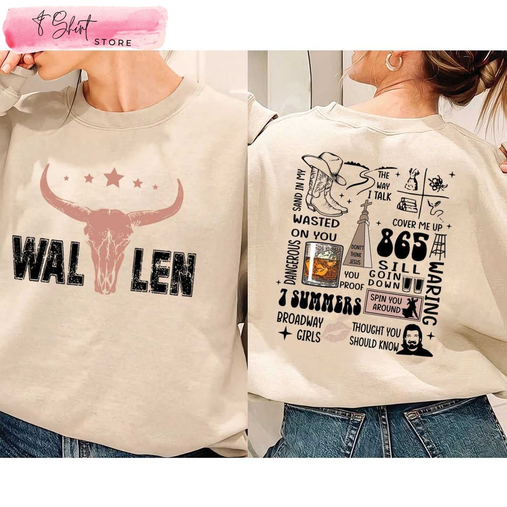 Wallen Western Sweatshirt Printed 2 Sides Country Music Hoodie - Happy Place for Music Lovers.jpg