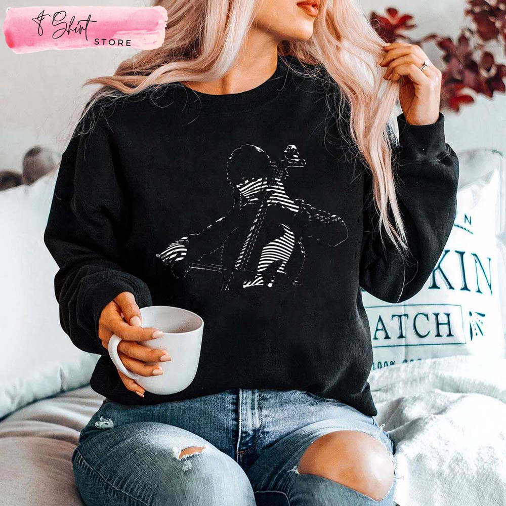 Wednesday Play Cello Sweatshirt Gifts for Horror Movie Lovers - Happy Place for Music Lovers.jpg