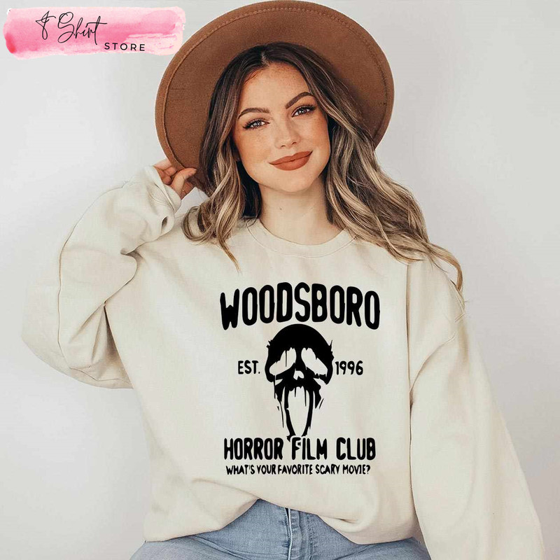 Woodsboro Sweatshirt 90s Horror Movie Tee - Happy Place for Music Lovers.jpg