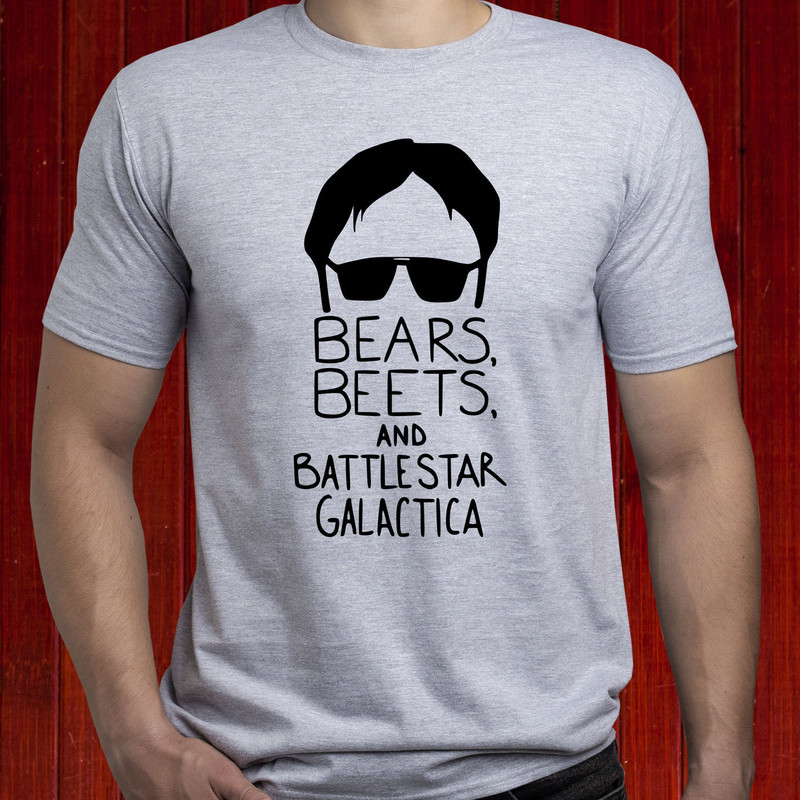 Bears Beets Battlestar Galactica t-shirt Dwight Schrute t shirt Schrute tshirt Dwight shirt The Office tee Tv Series shirt (T109).jpg