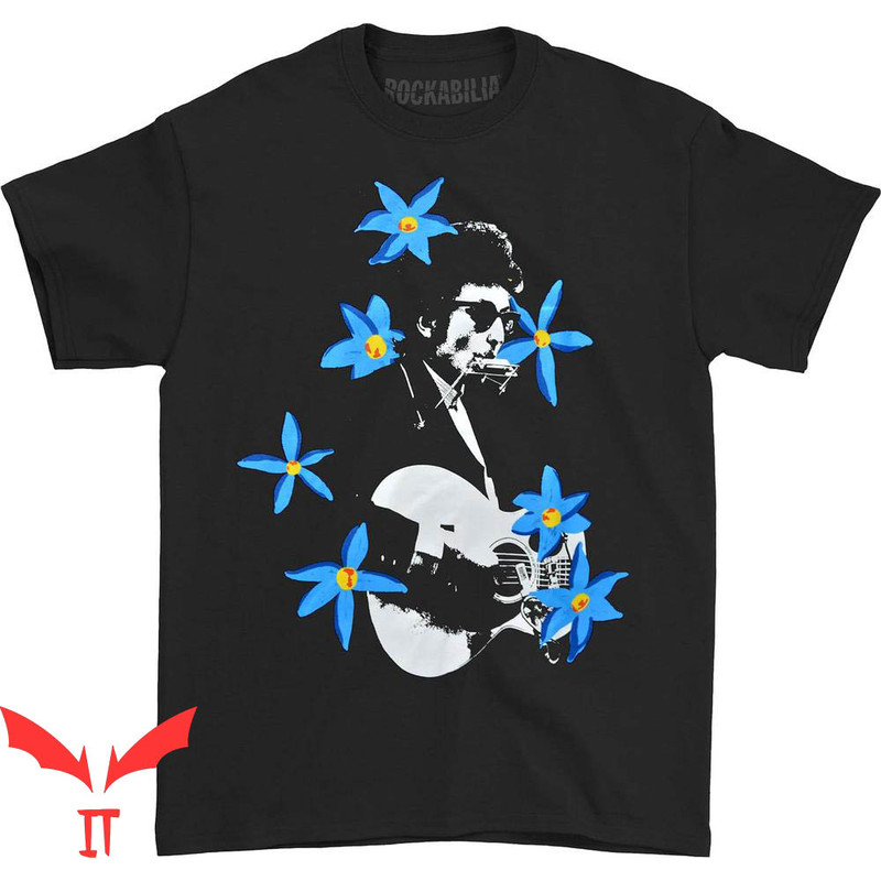 Bob Dylan T-Shirt Blue Flowers American Singer Songwriter.jpg