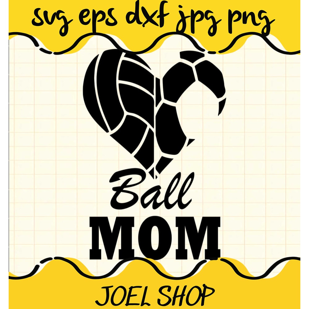 Ball Mom Heart Funny Soccer Volleyball File SVG Cricut cut file, Silho.jpg