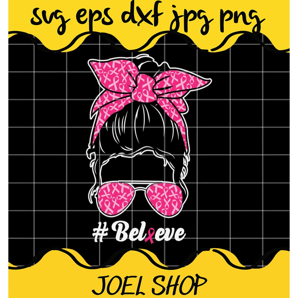 Breast Cancer Awareness Messy Bun SVG PNG DXF EPS Cut Files For Cricut.png