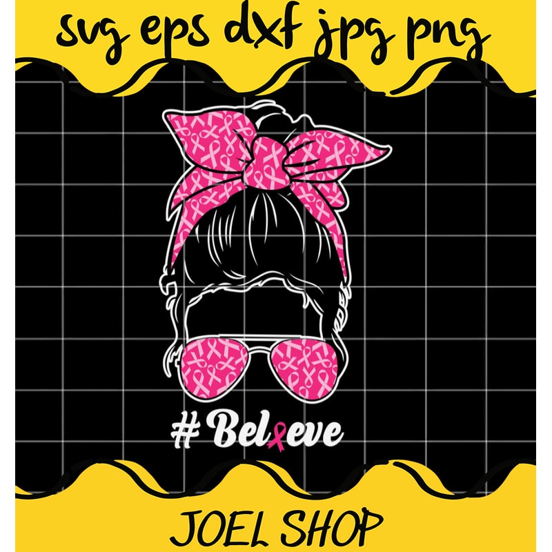 Breast Cancer Awareness Messy Bun SVG PNG DXF EPS Cut Files For Cricut.png