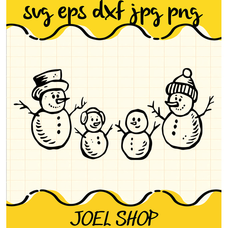 Christmas Snowman Family SVG, Christmas SVG, EPS, PNG, DXF, Premium Qu.jpg