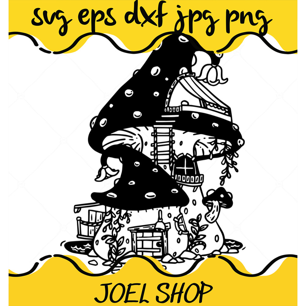 Fairy Mushroom House Svg, Gnome House Svg, Mushroom Svg.jpg