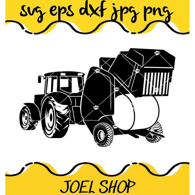 Farm Round Baler Svg, Wheat Bale Svg, Tractor Svg.jpg
