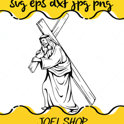 jesus carrying cross svg, crucifixion svg, religious christian faith s