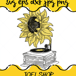 singing in the sun svg, music svg, flower svg