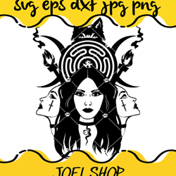 hecate goddess svg, witch svg, cat svg