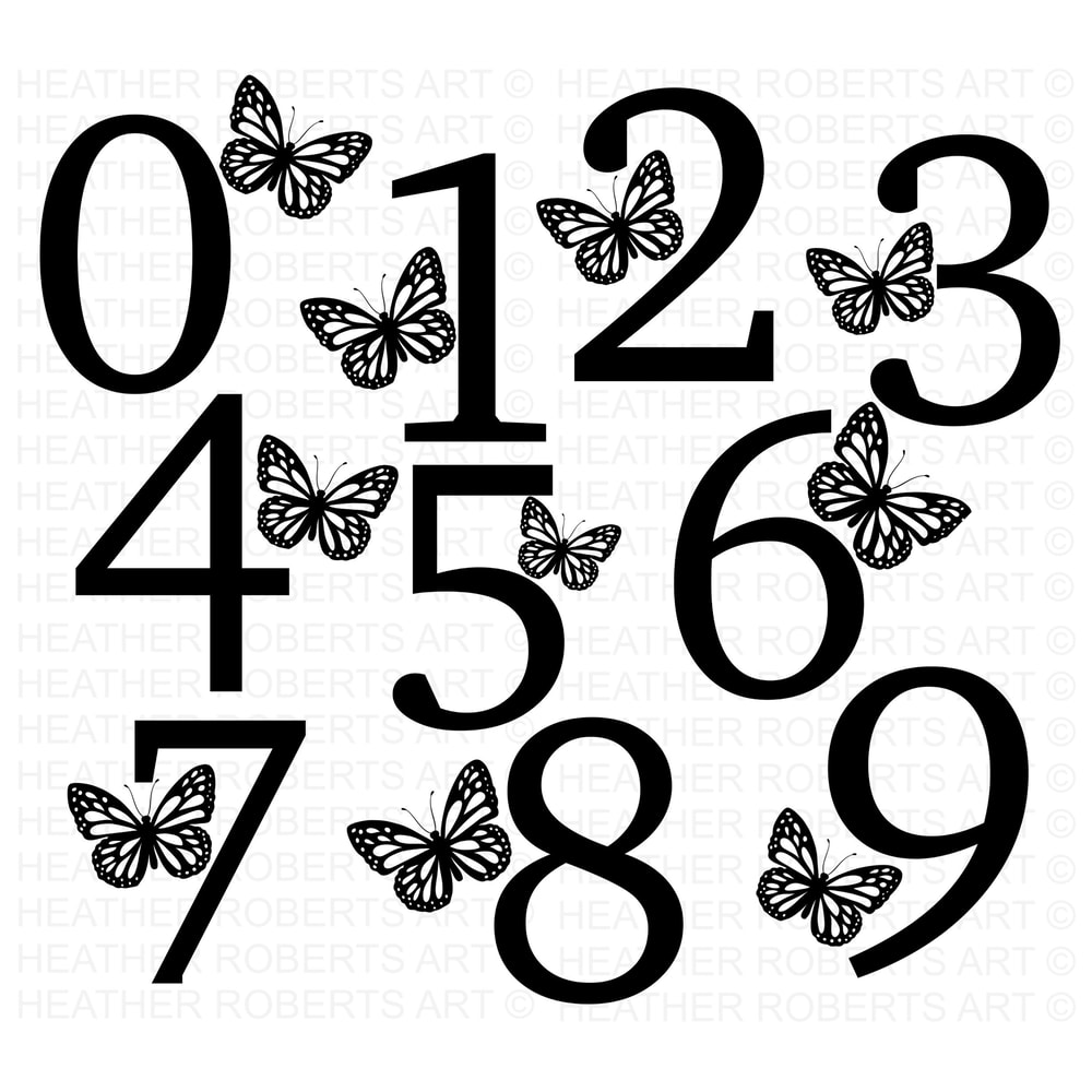 Butterfly Monogram Numbers SVG, PNG, Monogram Frame Alphabet, Cut File for Cricut, Silhouette, 10 Individual Cut Files.jpg