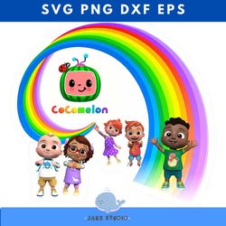sticker ready cocomelon and friends rainbow png