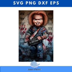 doll police date arrested 11091988 png, chucky doll png