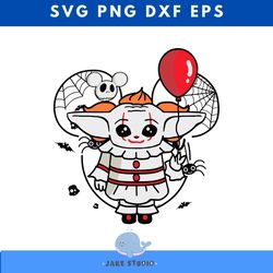 baby yoda pennywise grogu halloween costume svg