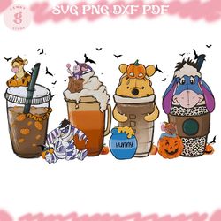 eeyore fall latte png, winnie the pooh coffee mug png