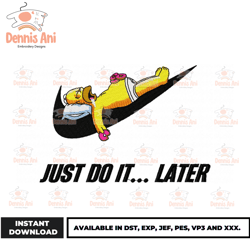 new homer simpson design , emb file , anime nike logo, anime embroidery, nike anime