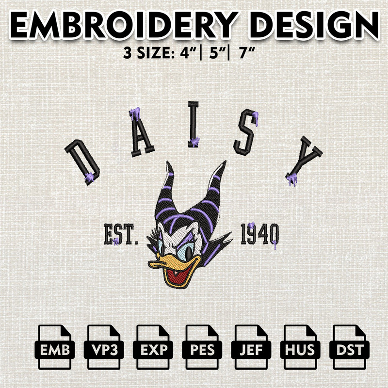 Daisy Est Halloween Embroidery files, Halloween Machine Embroidery Pattern, Disney Halloween Embroidery Designs.jpg