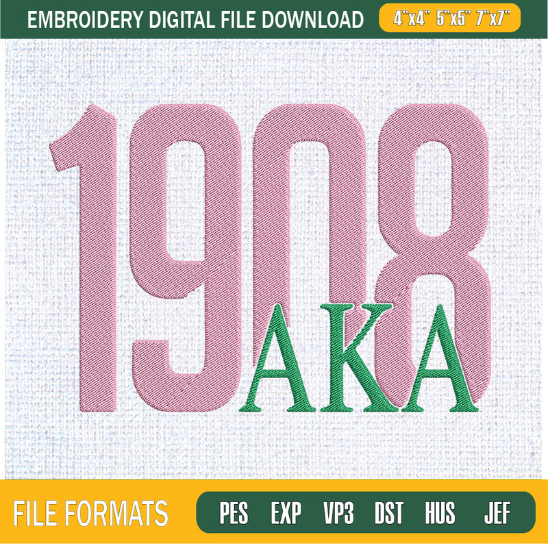 1908 Alpha Kappa Alpha Embroidery Designs, Historically Black Colleges and Universities Machine Embroidery Design, Machine Embroidery Designs - Premium & Origin