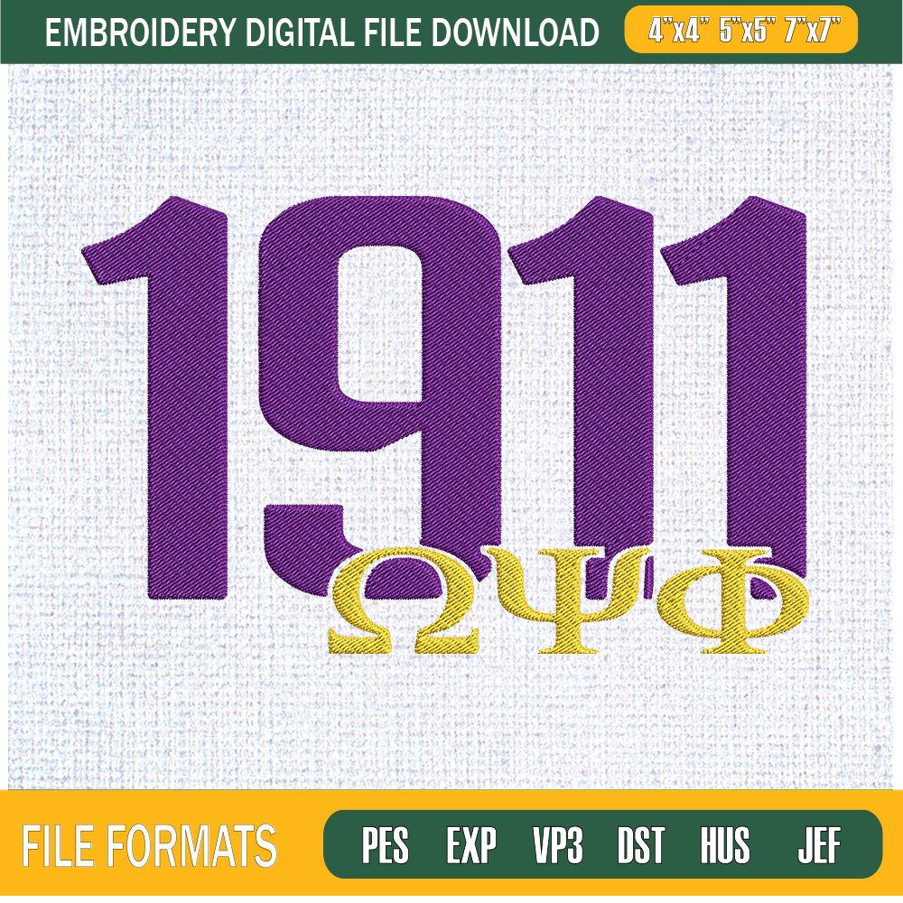 1911 Omega Psi Phi Embroidery Designs, Historically Black Colleges and Universities Machine Embroidery Design, Machine Embroidery Designs - Premium & Original S