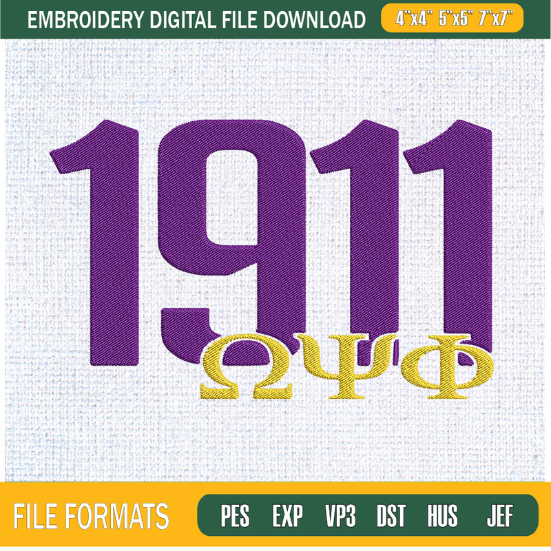 1911 Omega Psi Phi Embroidery Designs, Historically Black Colleges and Universities Machine Embroidery Design, Machine Embroidery Designs - Premium & Original S