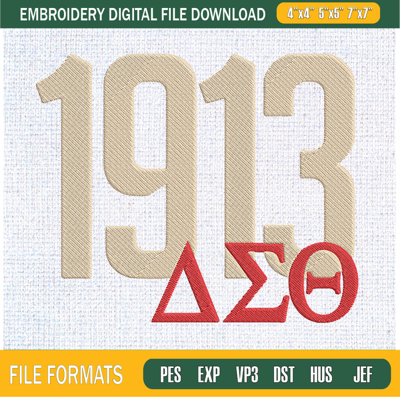 1913 Delta Sigma Theta Embroidery Designs, Historically Black Colleges and Universities Machine Embroidery Design, Machine Embroidery Designs - Premium & Origin