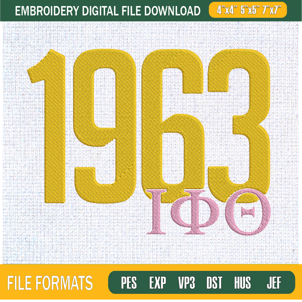 1963 Iota Phi Theta Embroidery Designs, Historically Black Colleges and Universities Machine Embroidery Design, Machine Embroidery Designs - Premium & Original