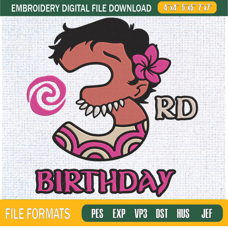 3rd Birthday Moana Embroidery Designs, Birthday Machine Embroidery Design, Machine Embroidery Designs - Premium & Original SVG Cut Files.jpg